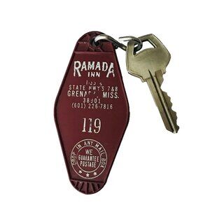 Vintage Ramada Inn Grenada MS Hotel Room Key & Fob #119 USA Original Red